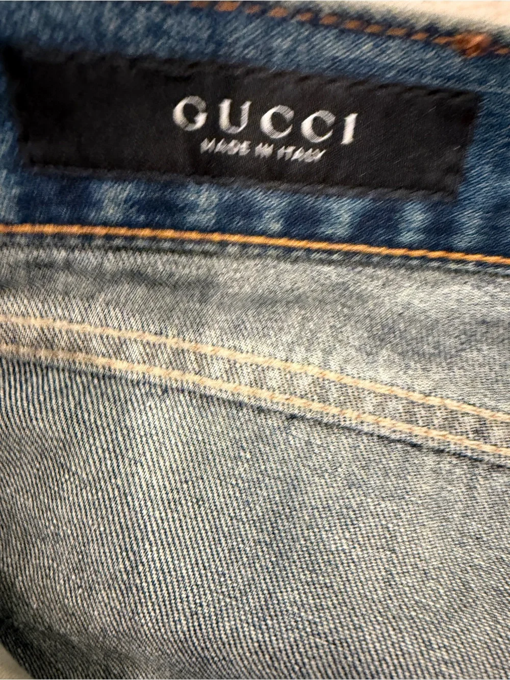 Gucci Washed Blue Denim Jeans with Signature Hardware